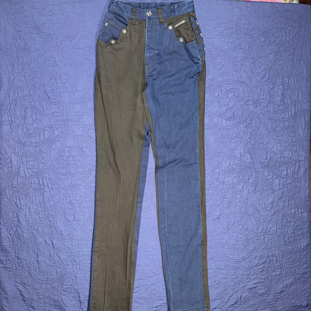 Vintage Western Ethics Colorblock Jeans Blue Black Y2K Western Womens XS 22x35